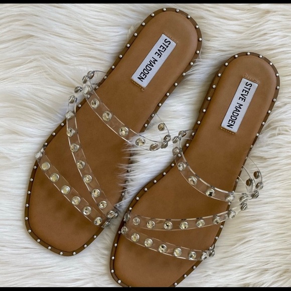Steve Madden Clear Strappy Studded Sandals Size 8 NWOT - Picture 5 of 15
